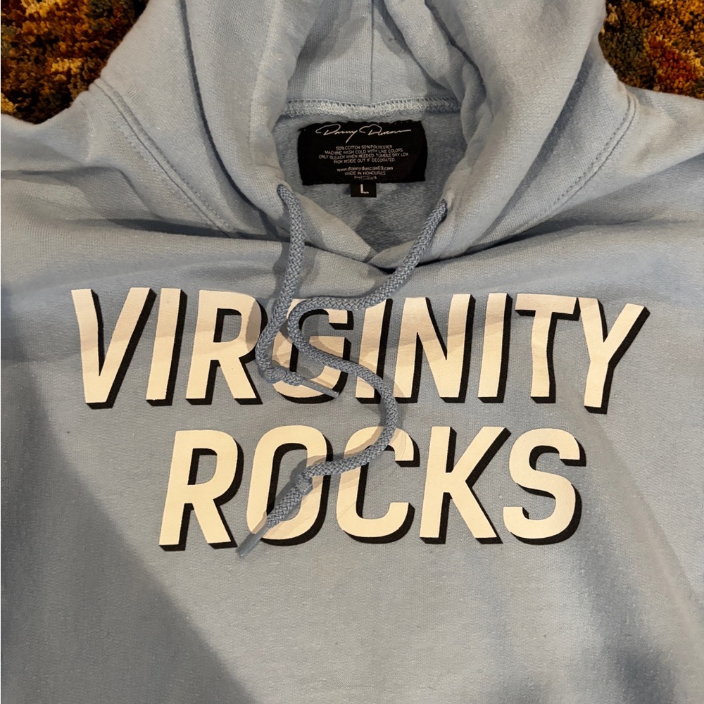 Blue Hoodie with Bold Text